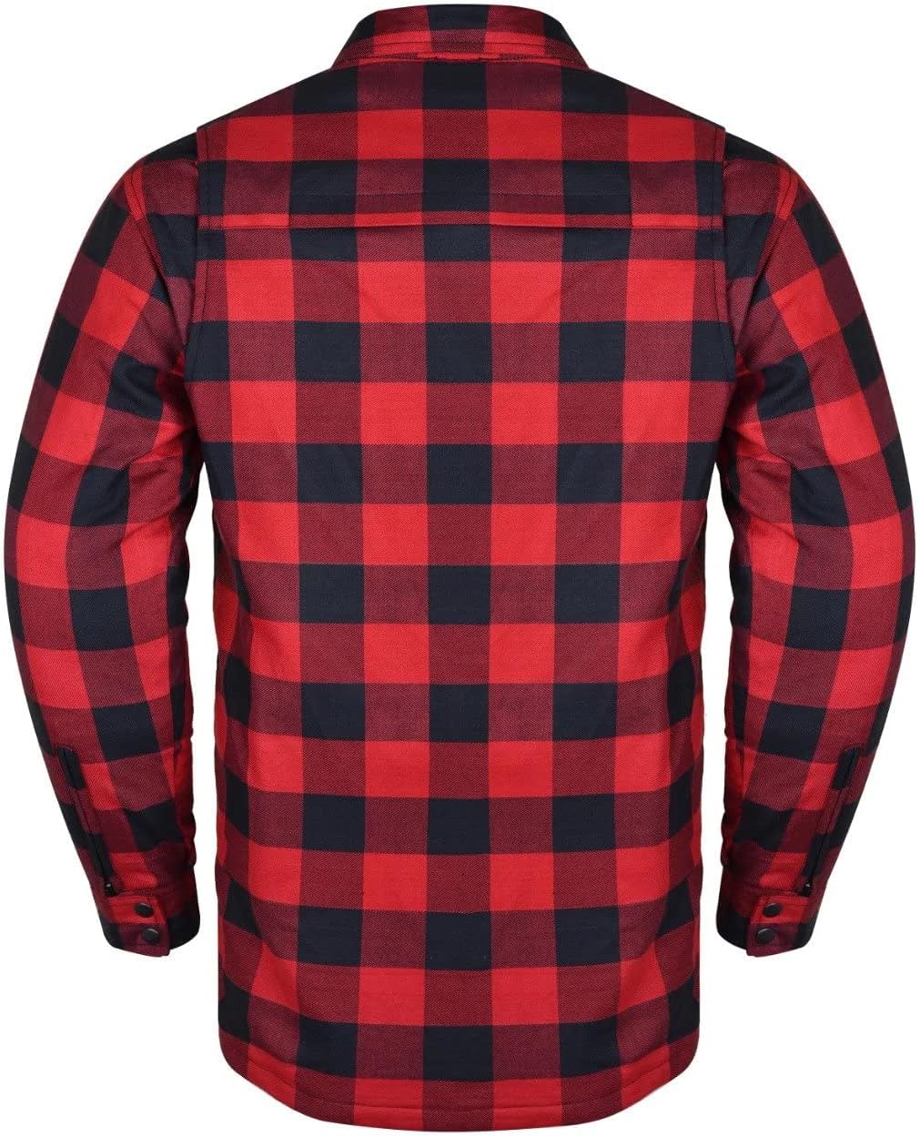 Men's Biker Armored Checkered Flannel Shirt with Kevlar, Waterproof Zippers & C.E. Approved Armors