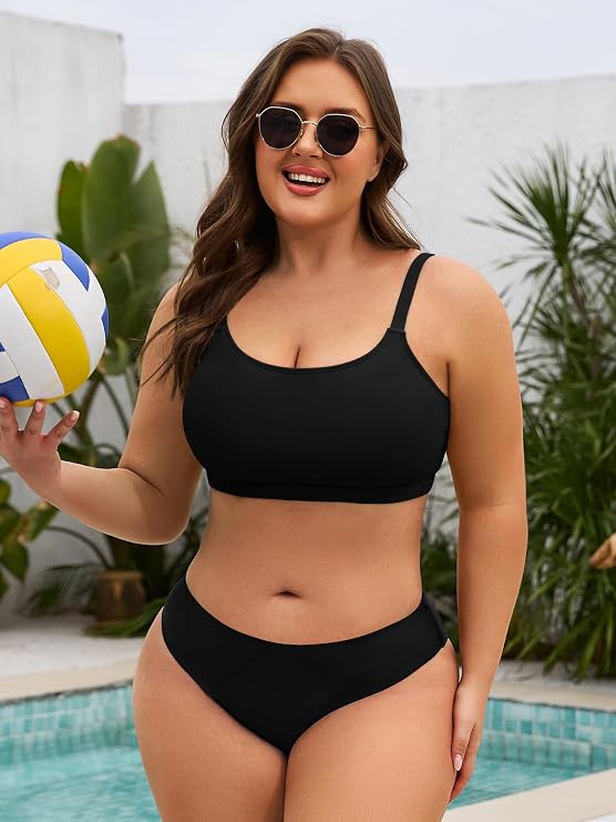 Plus Size Bikini Top for Women Large Bust Swim Tops Sports Swim Bra