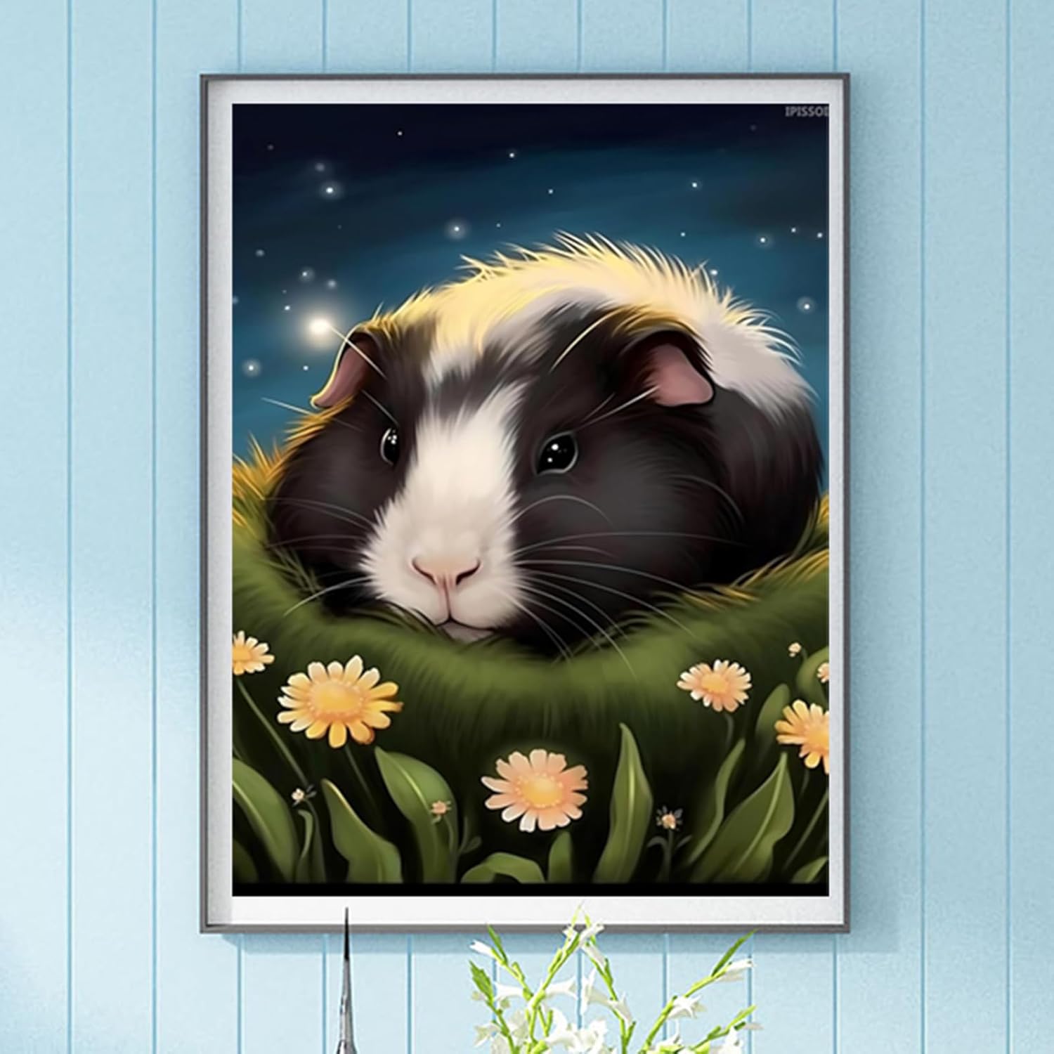 IPISSOI 5D Starry Night Guinea Pig Diamond Painting Kit Adult Diamond Art Kit for Adult Beginner Full Round Diamond Cartoon Animals Diamond Painting for Home Rome Wall Decor 12x16 inch