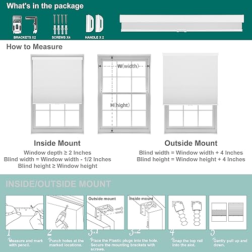 Miniatura 7 de BERISSA Persianas celulares opacas sin cordones, persianas de panal para ventanas, oscurecimiento de la habitación y persianas con aislamiento