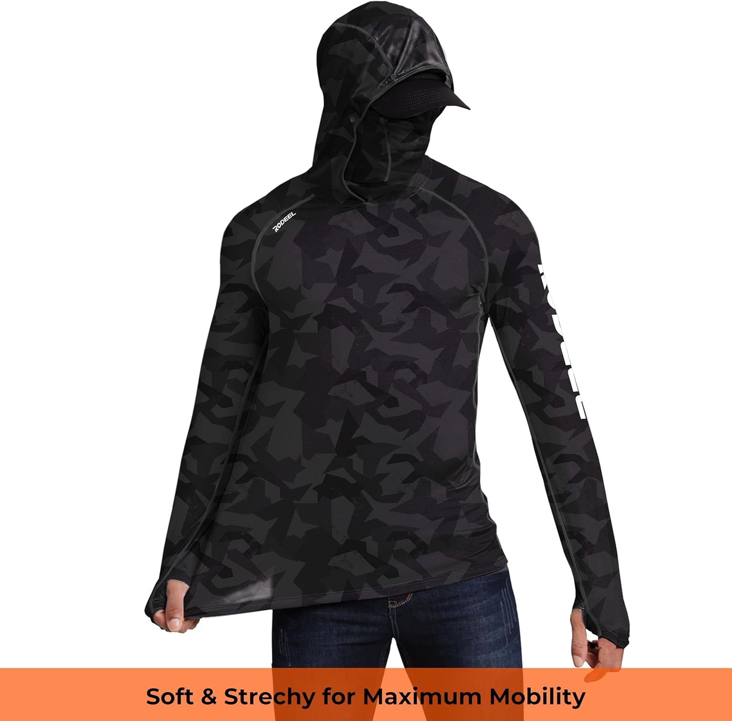 Rodeel Men's UPF 50+ Performance Fishing Hoodie, Long Sleeve Sun Protection Athletic Quick-Dry Breathable T-Shirt - Image 8