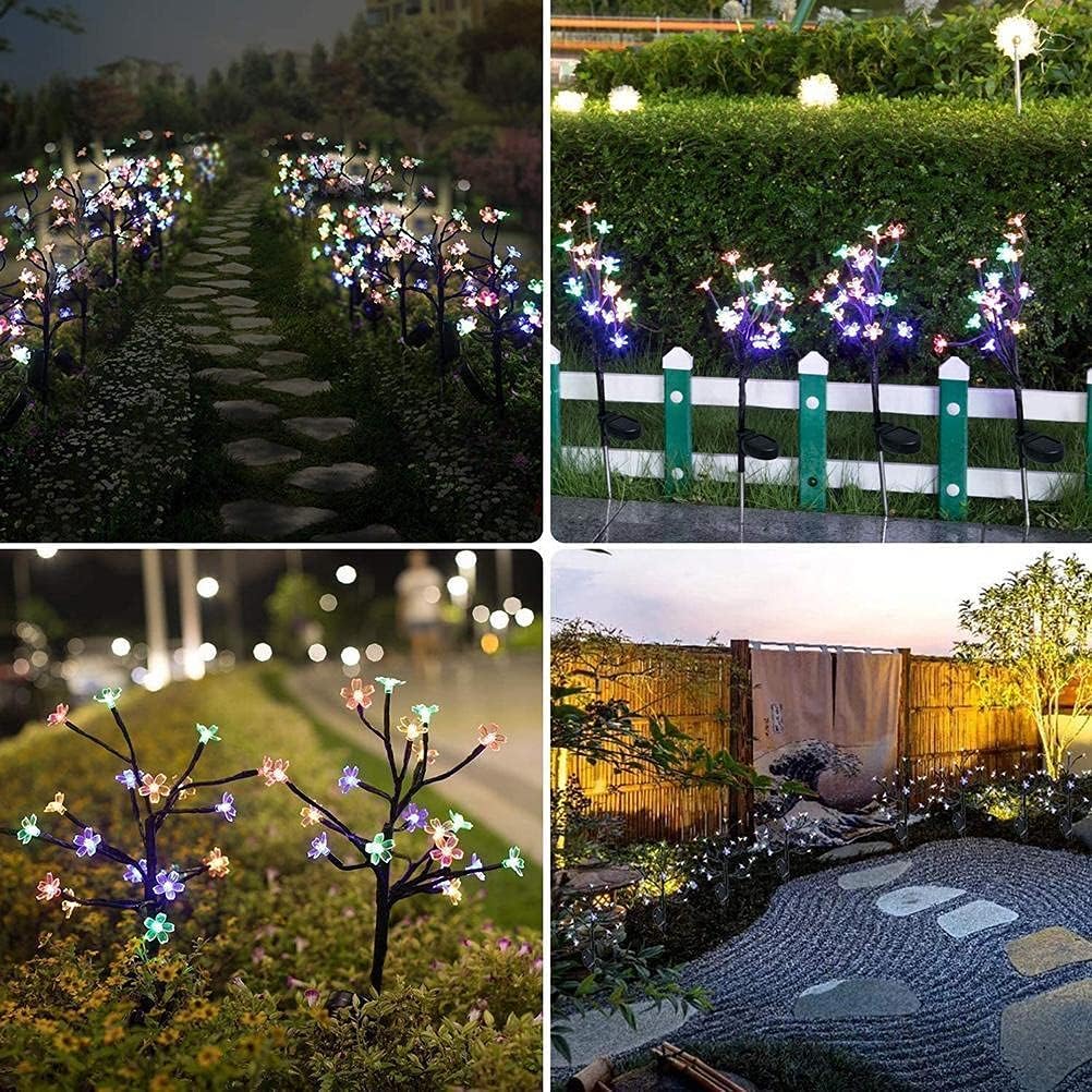 Solar Cherry Tree Lights Outdoor Garden Yard Lawn Landscape Lamp Flower Tree Lights 2 Pcs