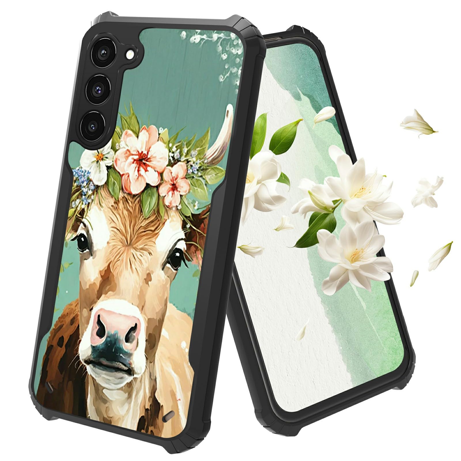 Rossy for Samsung Galaxy S21 FE 5G Case Watercolor Cow Design Galaxy S21 FE Phone Case for Women Girls Slim Four Corners Shookproof Soft TPU Bumper