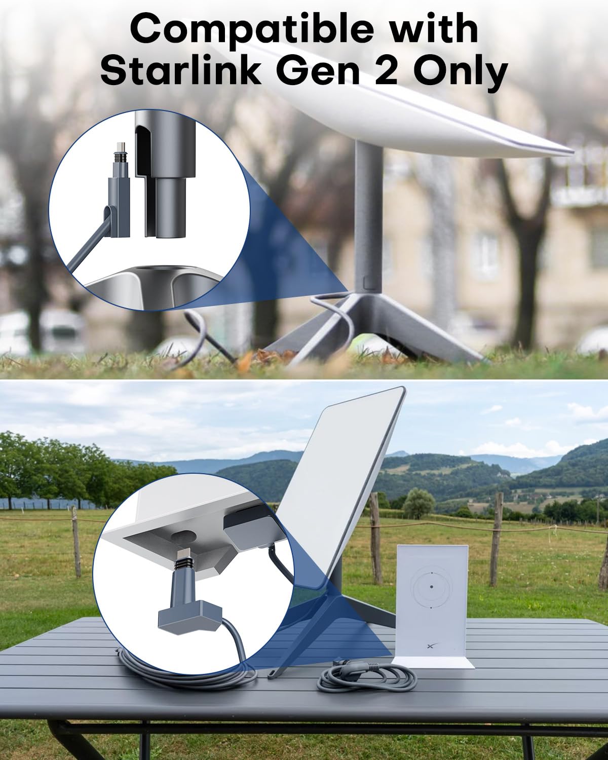 LuxiSync Cable,32.8FT/10M Replacement Cable for Starlink, Compatible with Starlinks Internet Satellite Kit?Waterproof Standard for Starlink V2 Rectangular Satellite High Speed Data Transfer(Gray)