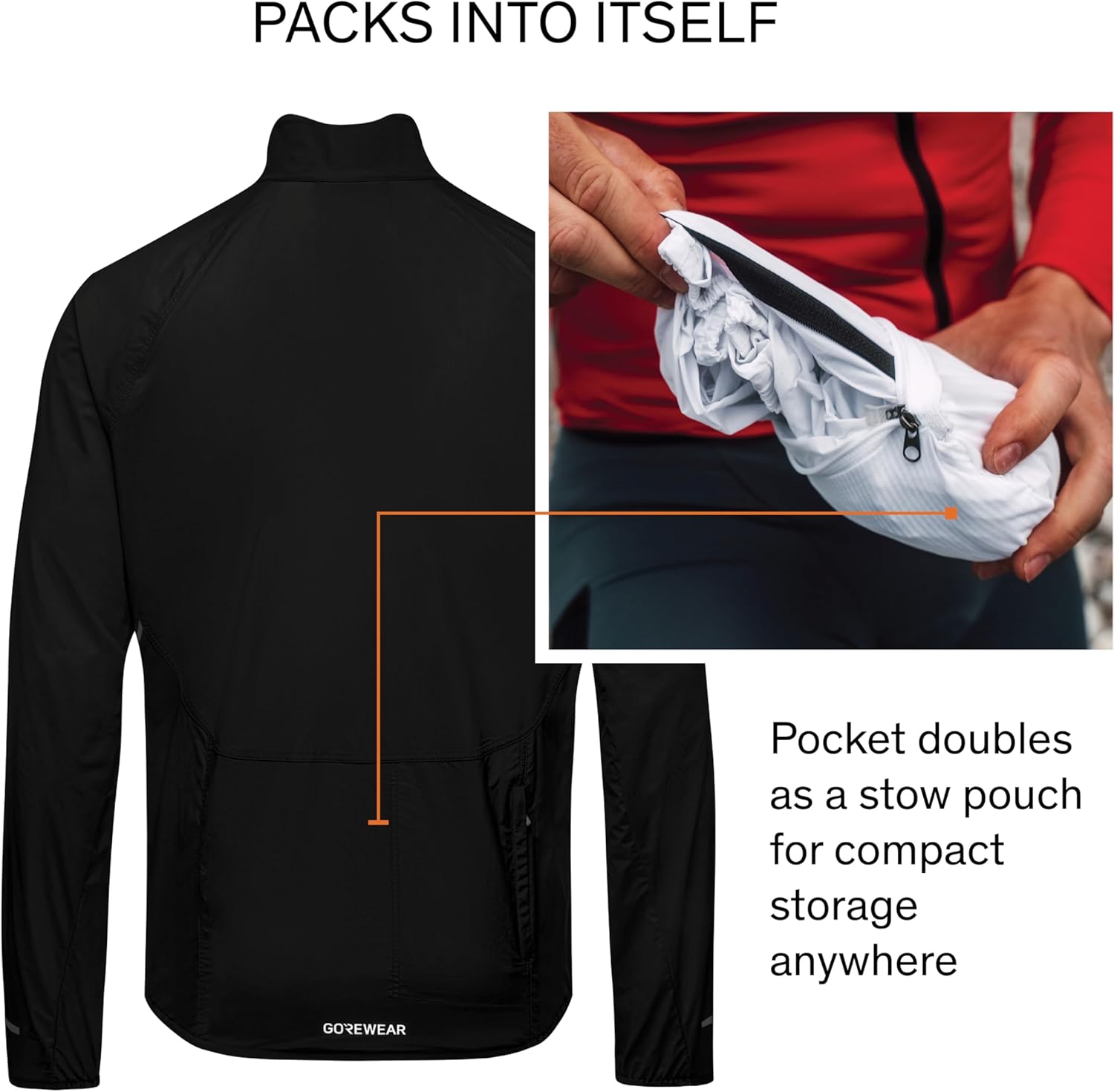 GOREWEAR Spinshift Men’s Cycling Windbreaker Jacket | Lightweight, Packable, Water-Repellent Bike Jacket for Men