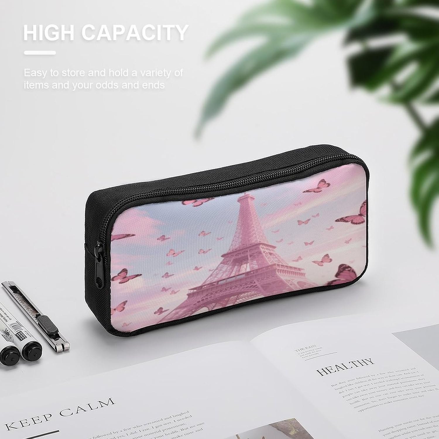 Eiffel Tower Art Large Pencil Case Pouch Big Capacity for Office image 4