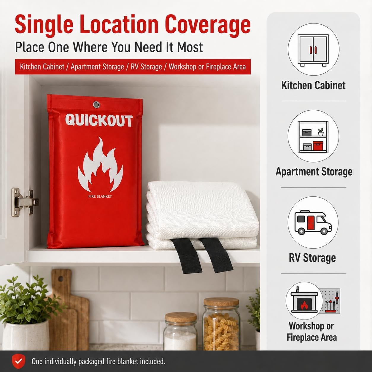 Crystal Lemon Fire Blanket for Home and Kitchen, Fiberglass, 1 Pack | 39 x 39 Inches, Home and Kitchen, Kitchen Fire Blanket, Apartment Safety, Fire Safety Supplies, Single Location Coverage