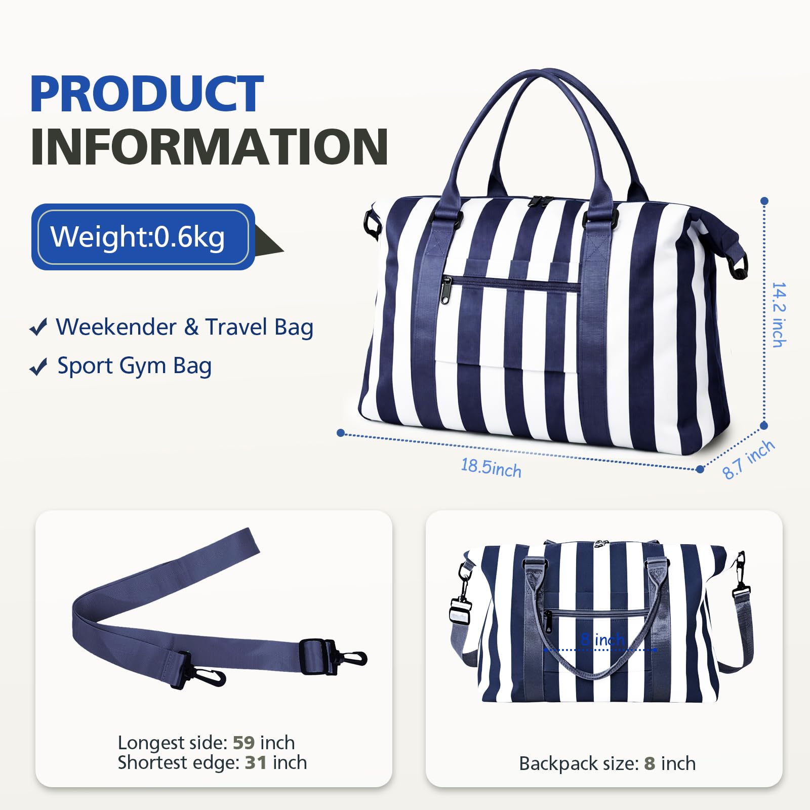 TOPBAG Travel Duffle Bag, Waterproof Weekender Carry On Tote Bags for Women, Sport Gym Bag for Men, Hospital Bag for Labor and Delivery, Overnight Luggage Bag with Trolley Sleeve Coral Pink view 4
