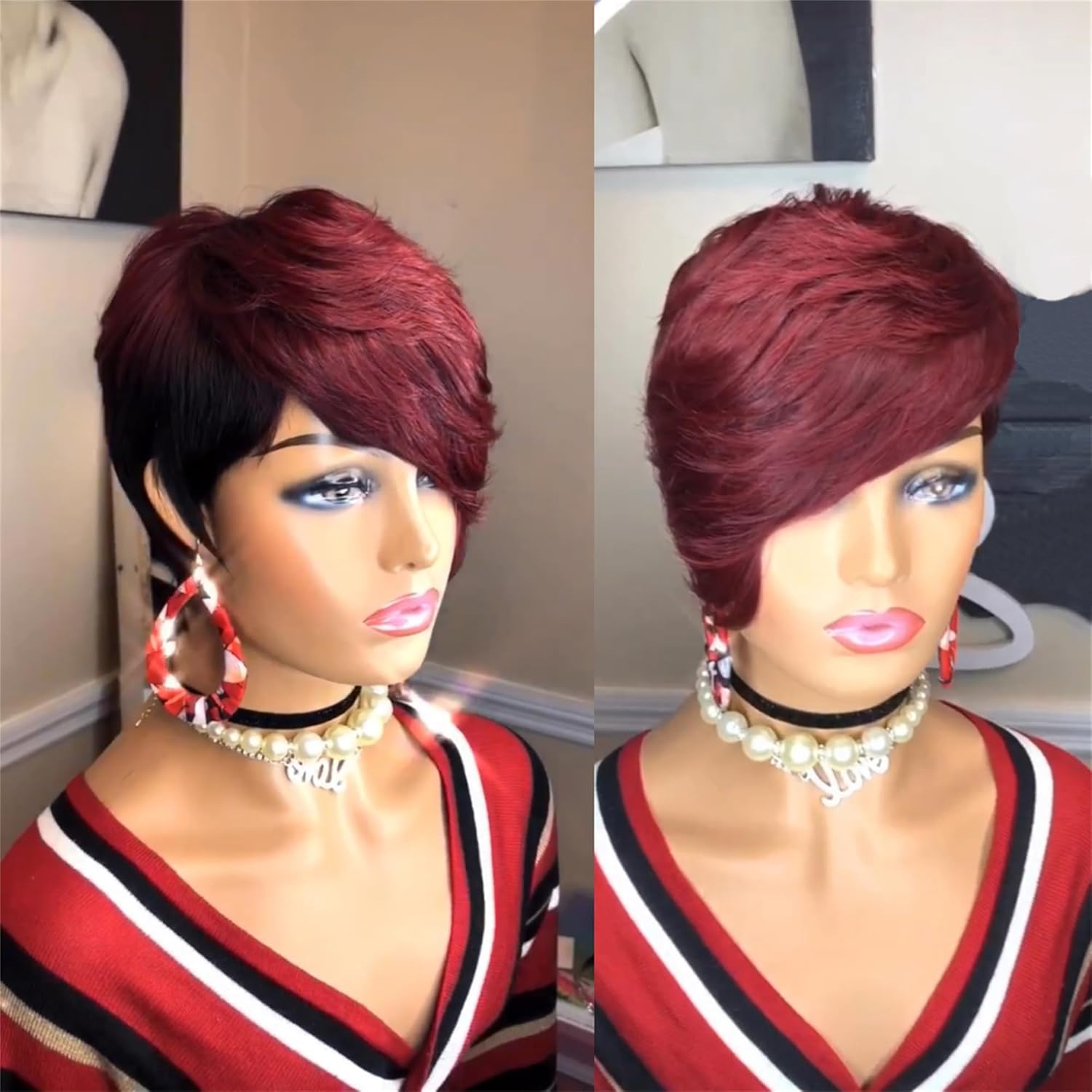 YJOQOKOA Short Pixie Cut Wigs for Black Women Human Hair