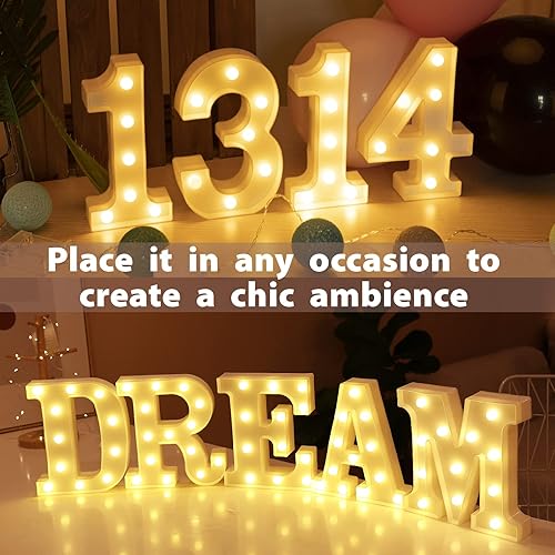 Miniatura 6 de HXWEIYE Números Iluminados de Carpa-4, Letrero de Letras y Números Grandes LED 26 Alfabeto y 10 Números para Decoración de Fiesta, Letras Iluminadas