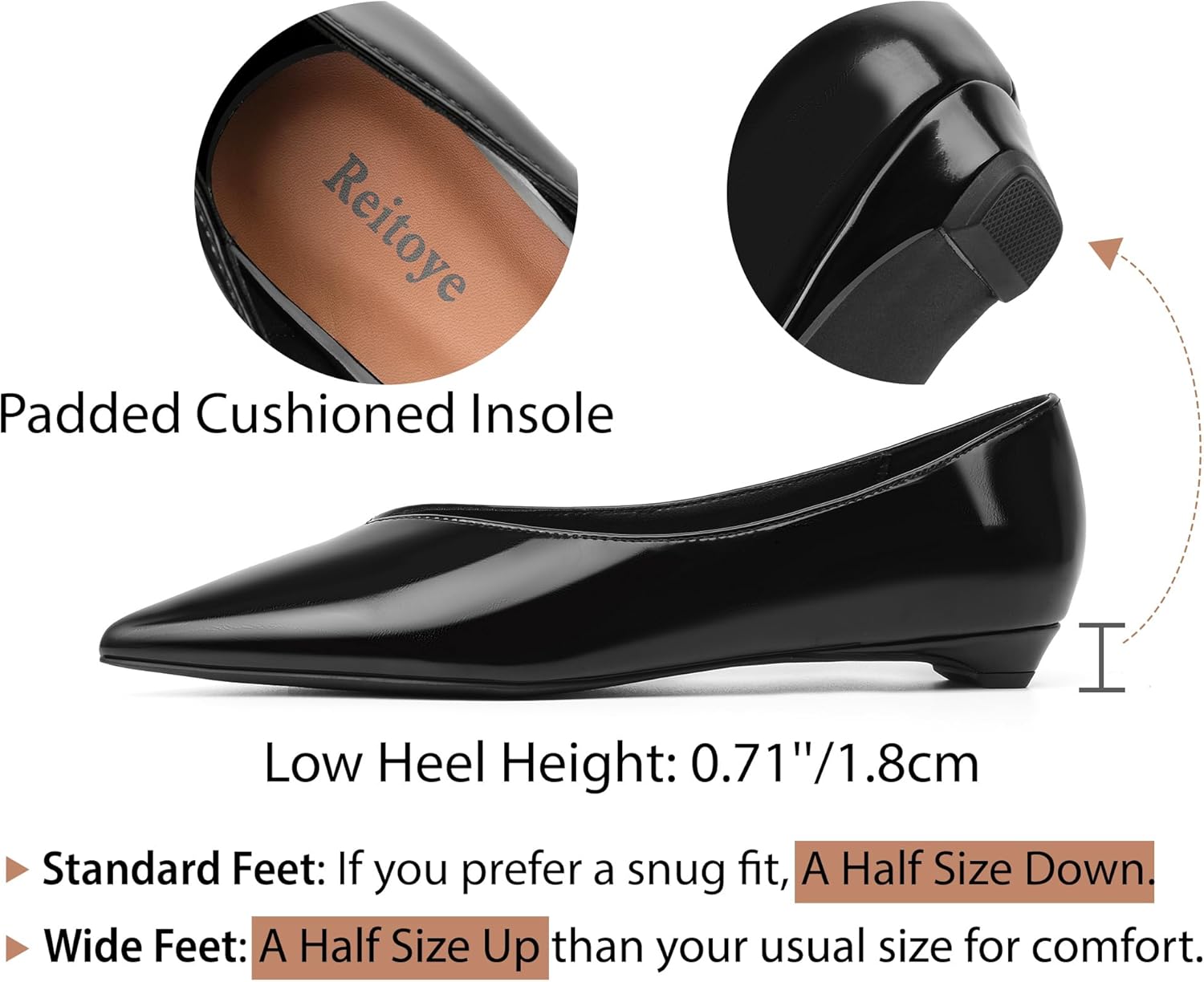 Reitoye Flats for Womens Closed Pointed Toe Ballet Flat Comfortable Dressy Work Slip On Casual Shoes Womens Flats - Image 5