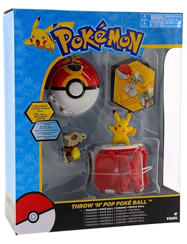 Juguete de Pokemon Throw 'n' Pop Pokeball Pikachu y Poke Ball/Cubone y repetición de bola