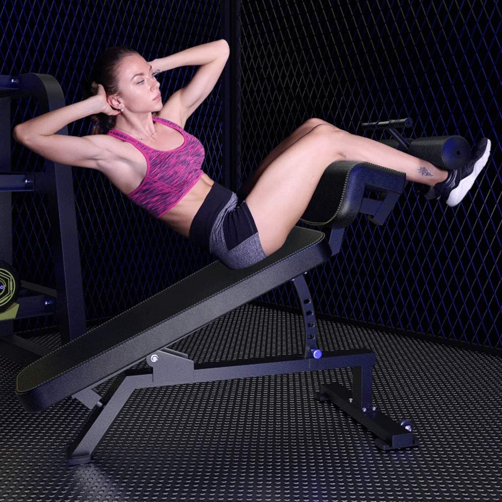Gym Weight Bench Professional Adjustable Bench Utility Weight Bench for Full Body Workout- Multi-Purpose Foldable Incline/Decline Bench (Black) Strength Training Benches (Color : Black)