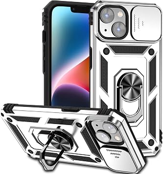 Compatible with iPhone 14 Plus Case, iPhone 14 Plus Magnetic Case with Camera Cover & Kickstand Military Grade Shockproof Cover