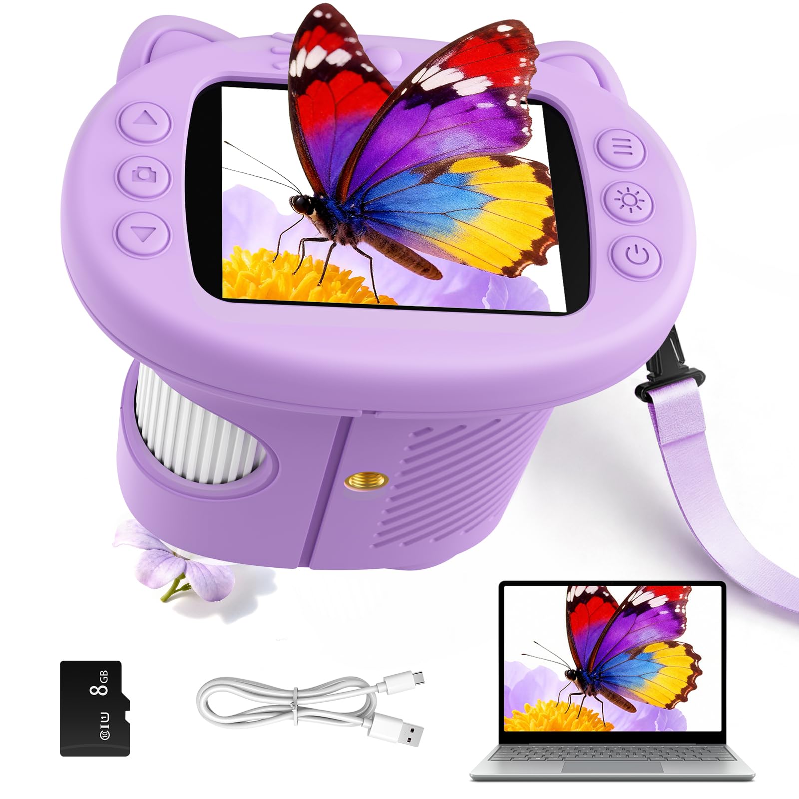 Microscope Enfant, 1000X Microscope Numérique pour Enfants, 2.4" Écran Portable Microscope de Poche, Jouets Sciences Éducatives, pour Les Filles de 3 4 5 6 7 8 9 10 Ans (Violet)