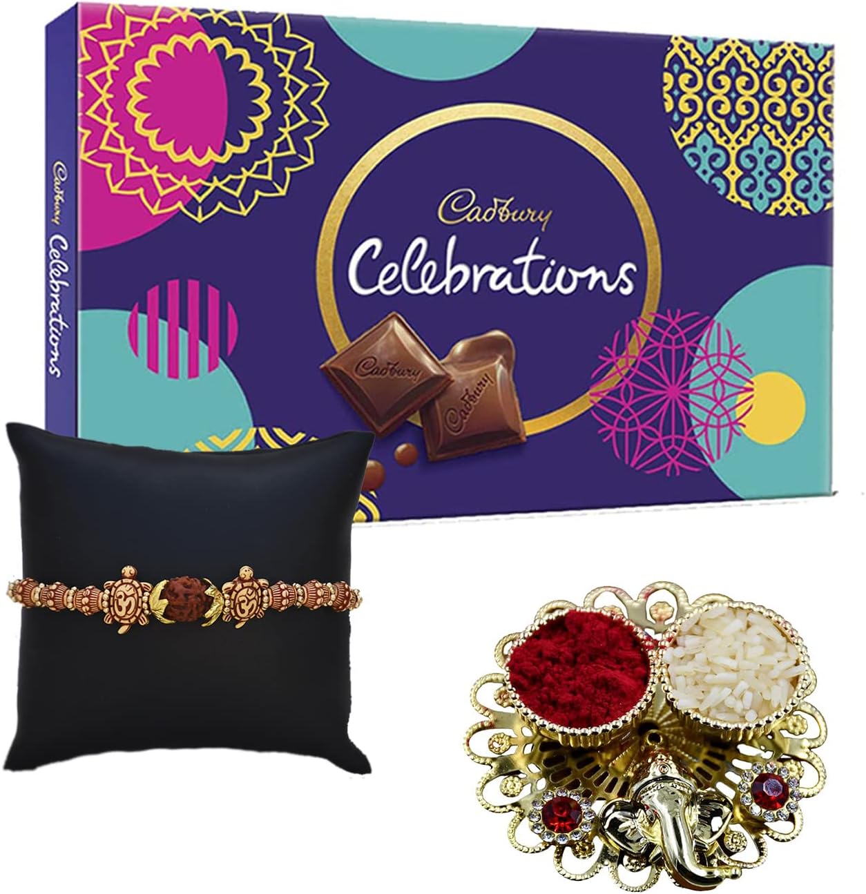 Bhai dooj gifts festival gift| Bhai Dooj Gift Set for Brother Tika - Chocolate Box with Ganesha Chopra and Roli Chawal Pack