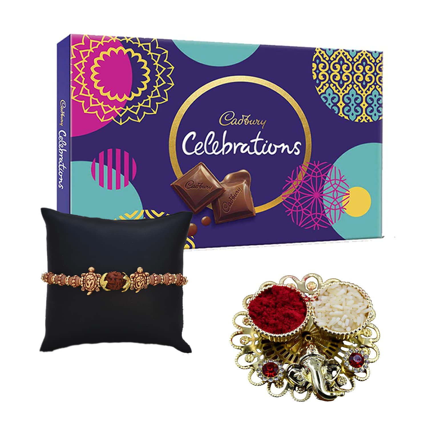 Bhai dooj gifts festival gift| Bhai Dooj Gift Set for Brother Tika - Chocolate Box with Ganesha Chopra and Roli Chawal Pack