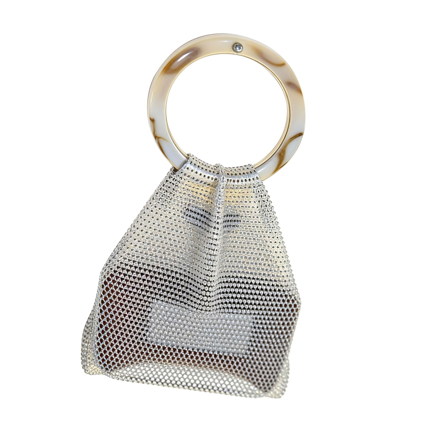 Kaeltsyn Secure Wine Bottle Bag with Resin Handle Spacious Organiser with Crystal Embellishment for Various Occasions Woven Bag