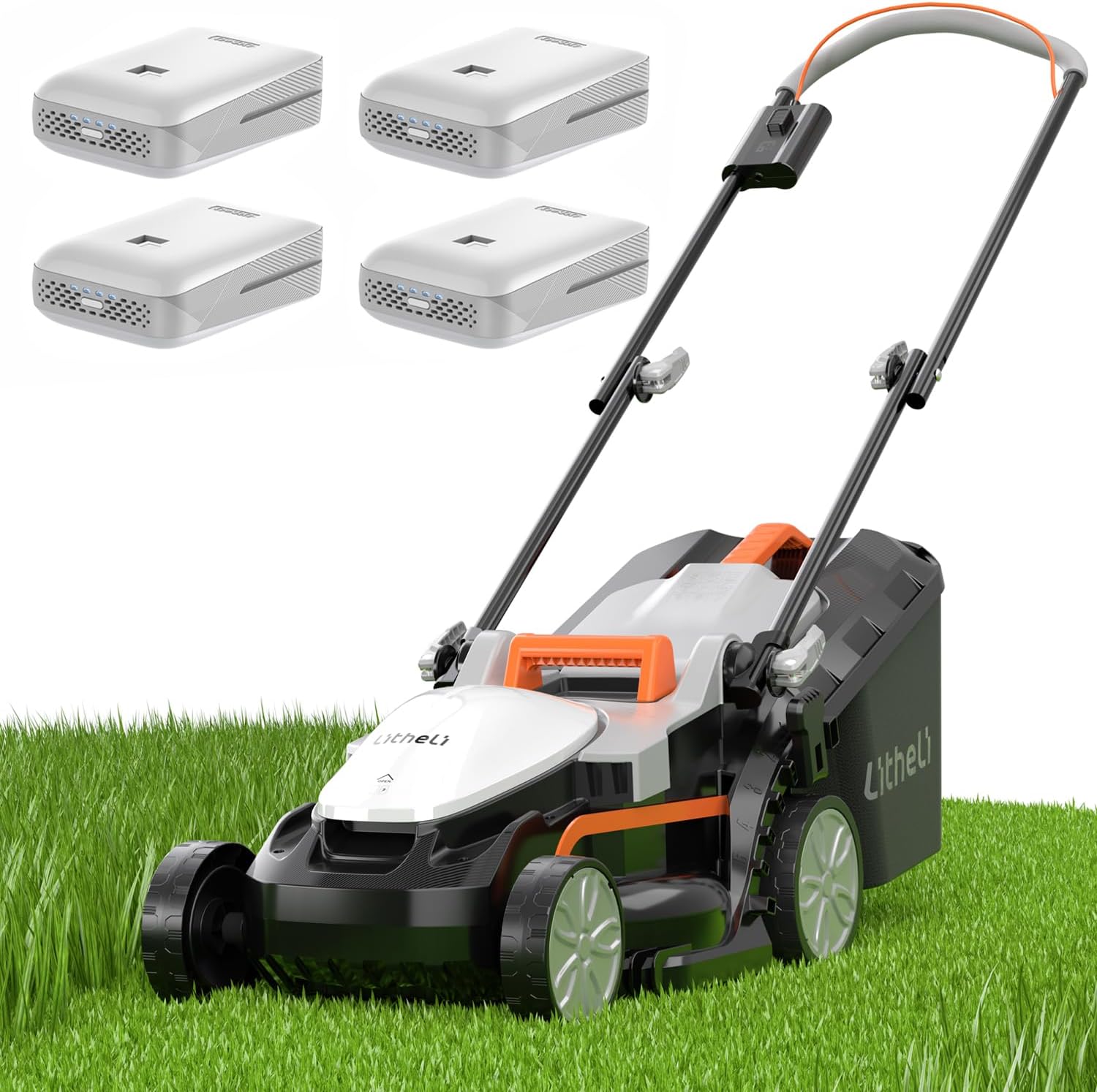 Litheli Cordless Lawn Mower 13 Inch, U20 Handy+ 20V Electric Lawn Mowers for Garden, Yard and Farm, 5 Heights Adjustment, Light Weight, 4 x 4.0Ah Portable Battery Included