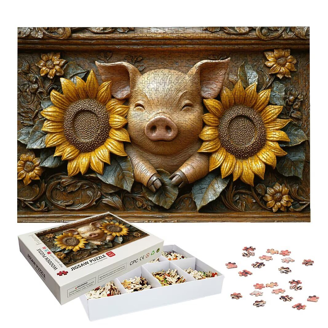 Puzzle 5000 Piezas, Puzzle Cerdo de Madera para Adultos, Regalos -2538