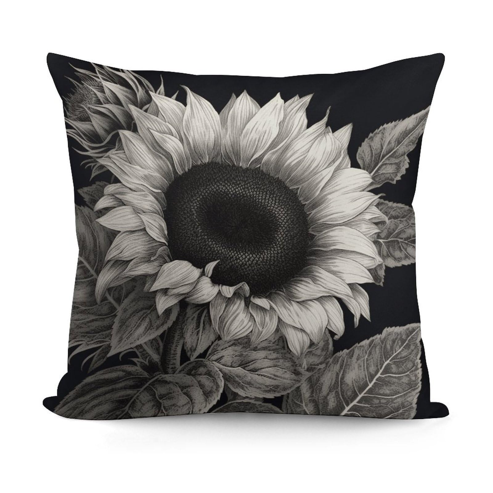 VstaDank Sunflower Black Grey Throw Pillow Cover Soft Square Cushion Cover Art Artwork Pillow Covers Mordern Couch Pillow Covers Decorative Cushion Case for Chair Couch Bedroom Living Room