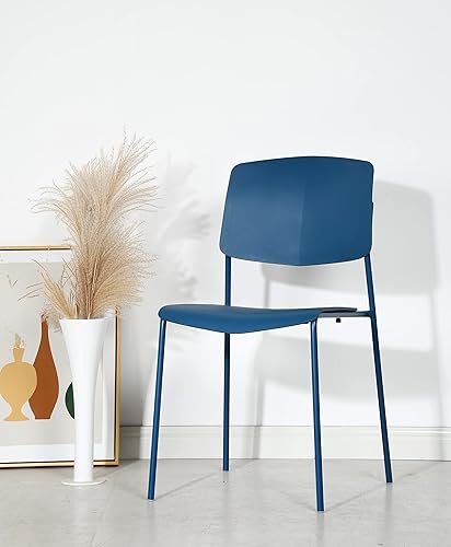 Miniatura 2 de ISL Furnishings Zuho II - Silla apilable moderna, color azul océano, juego de 2, sillas apilables de plástico sin brazos para comedor en interiores