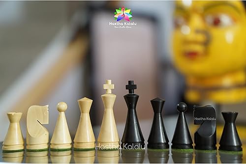 Miniatura 5 de Hastha Kalalu Juego de ajedrez moderno de la serie Poni rusa reproducido de estilo minimalista con reinas extra King de 4 pulgadas con peso, piezas