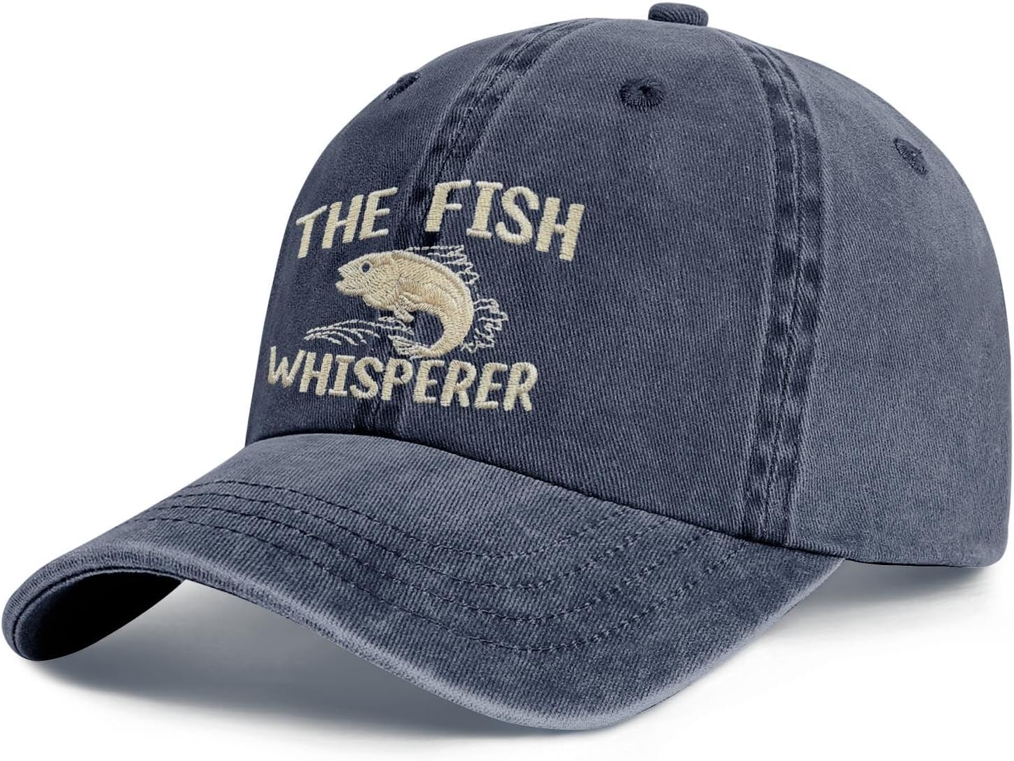 The Fish Whisperer Embroidery Washed Cotton Cap, Funny Fishing Gift Hat