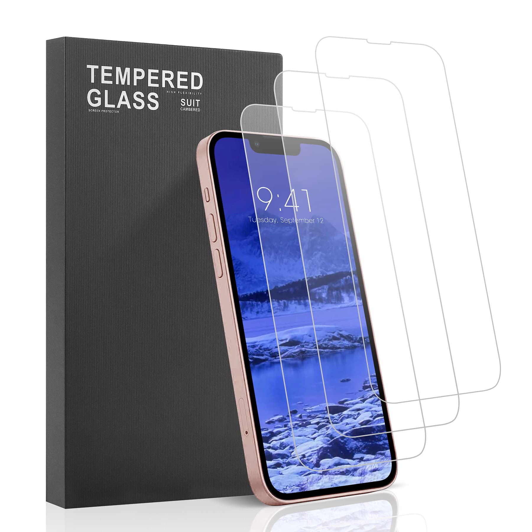 MeidomiPhone 13 Mini Screen Protector Glass [ 3 Packs ] 5.4 inch, Scratch Resistant, Case Friendly, Bubble Free, High Hardness, 0.5mm Ultra Clear Tempered Glass for iPhone 13 Mini - Clear