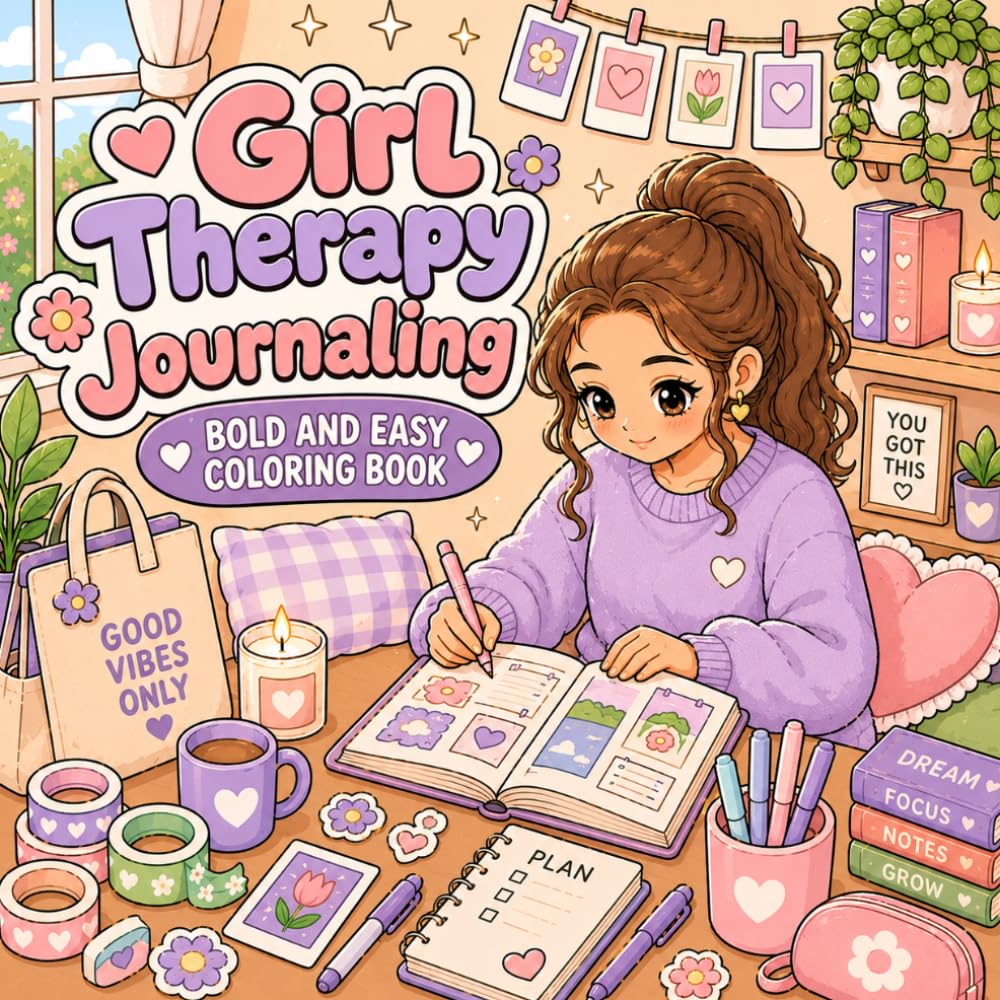Girl Therapy Journaling: Bold And Easy Coloring Book (Soft Life Coloring Series)