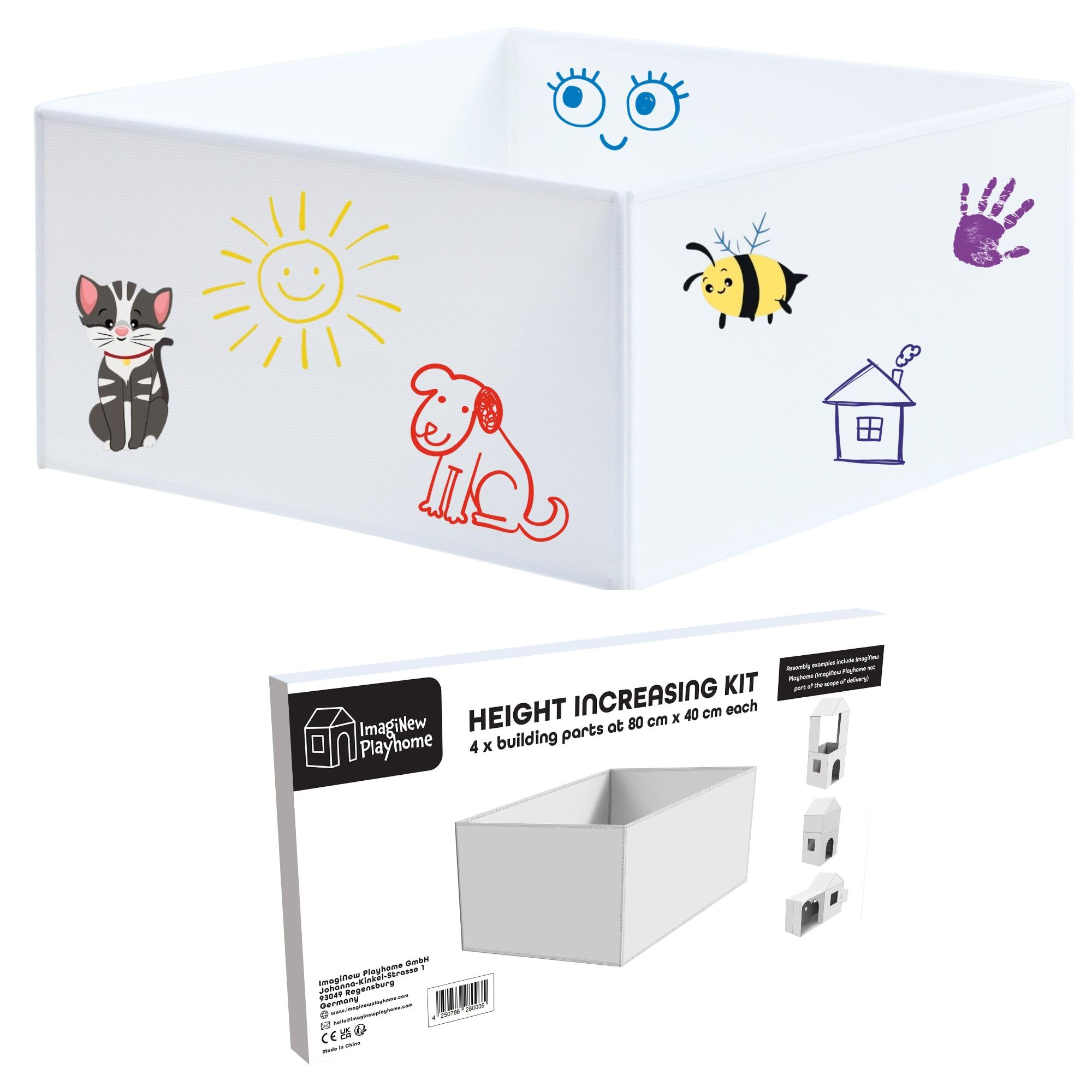 ImagiNew Playhome - The Washable Kids Playhouse - Paint Again and Again - Height Increasing kit Extension Set accesories (4X Building Parts at 31.5 in x 15.75 in Each)