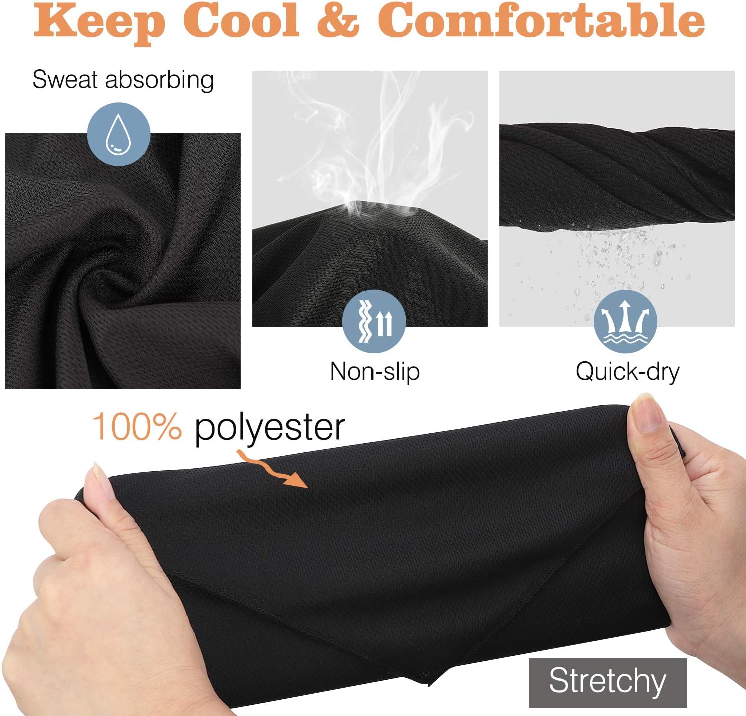MoKo Scarf Mask Bandana with Ear Loops 3 Pack, Neck Gaiter Balaclava UV Sun Protection Face Mask for Dust Wind Outdoors Motorcycle Cycle Bandana Headband for Women Men - Black: Computers & Accessories