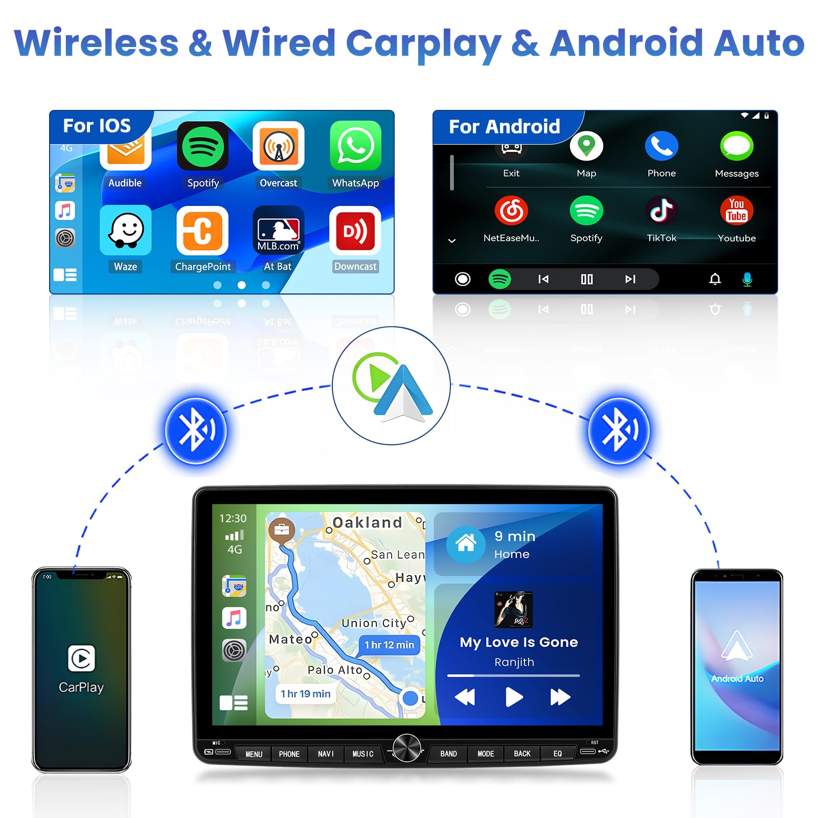 Radio Android 15 Para Coche 1 DIN - Pantalla 6.9", CarPlay Y Android Auto Inalámbrico, 2GB+64GB
