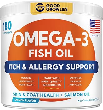 Omega 3 Alaskan Fish Oil Treats for Dogs 360 Ct - Dry & Itchy Skin Relief + Allergy Support - Shiny Coats - EPA&DHA Fatty Acids - Natural Salmon Oil Chews - Hip & Joint Support - Salmon Flavor