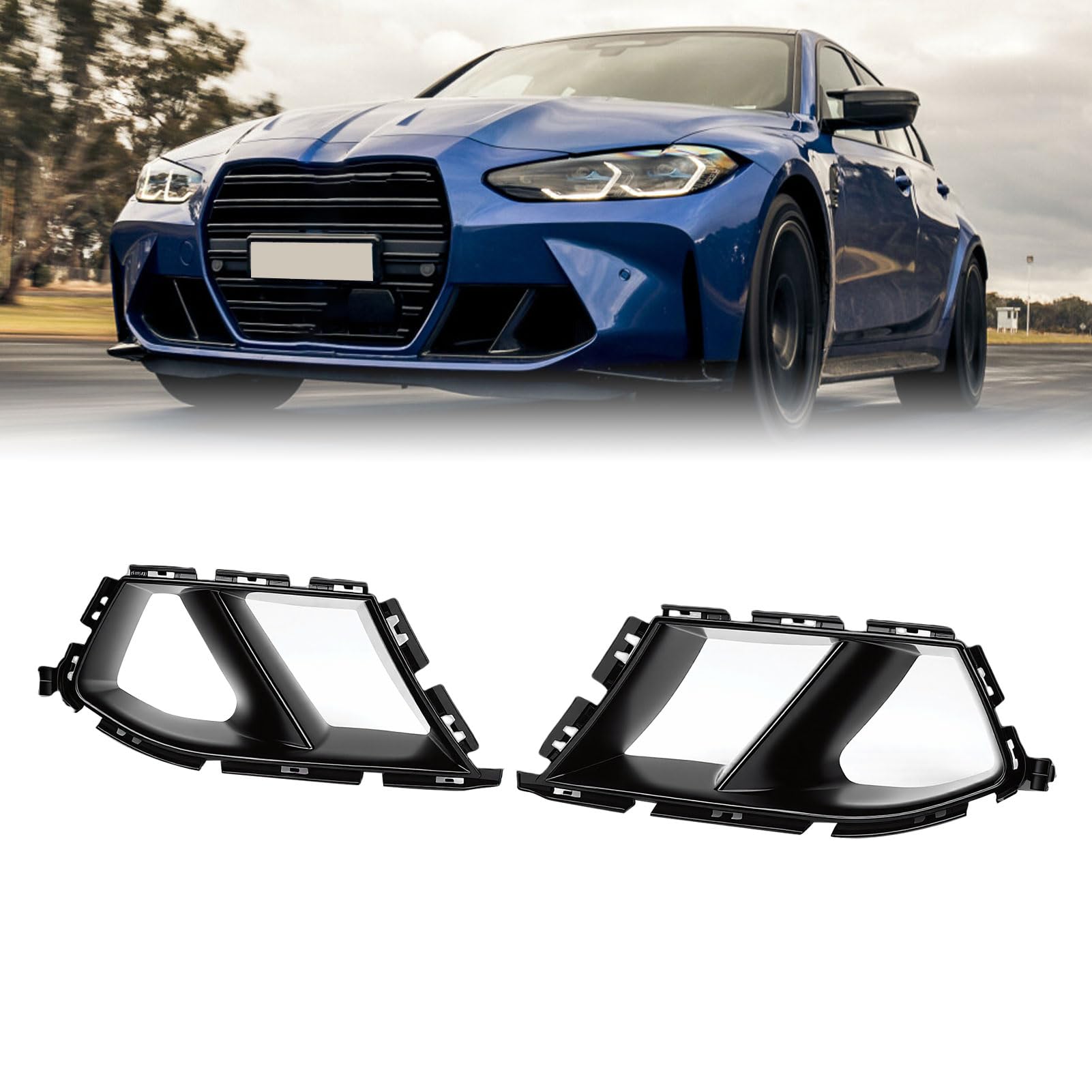 KIMISS Couvercle de Conduit D'air de Pare-chocs Avant, Remplacement Gauche Droite pour G80 M3 G82 M4 2021 2026, avec Installation à Clipser, Conception à Boulon Direct (noir brillant)