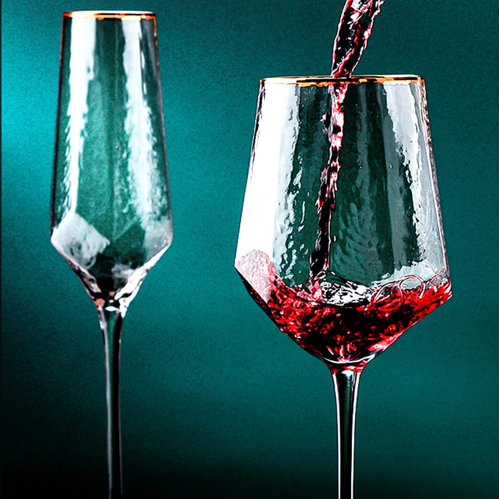 Flûtes à champagne 300 ml Verres à champagne Haut de gamme Verres à vin blanc Ensemble de flûtes à champagne martelées de luxe léger pour mariages, fêtes, activités quotidiennes pour les fêtes (Couleu
