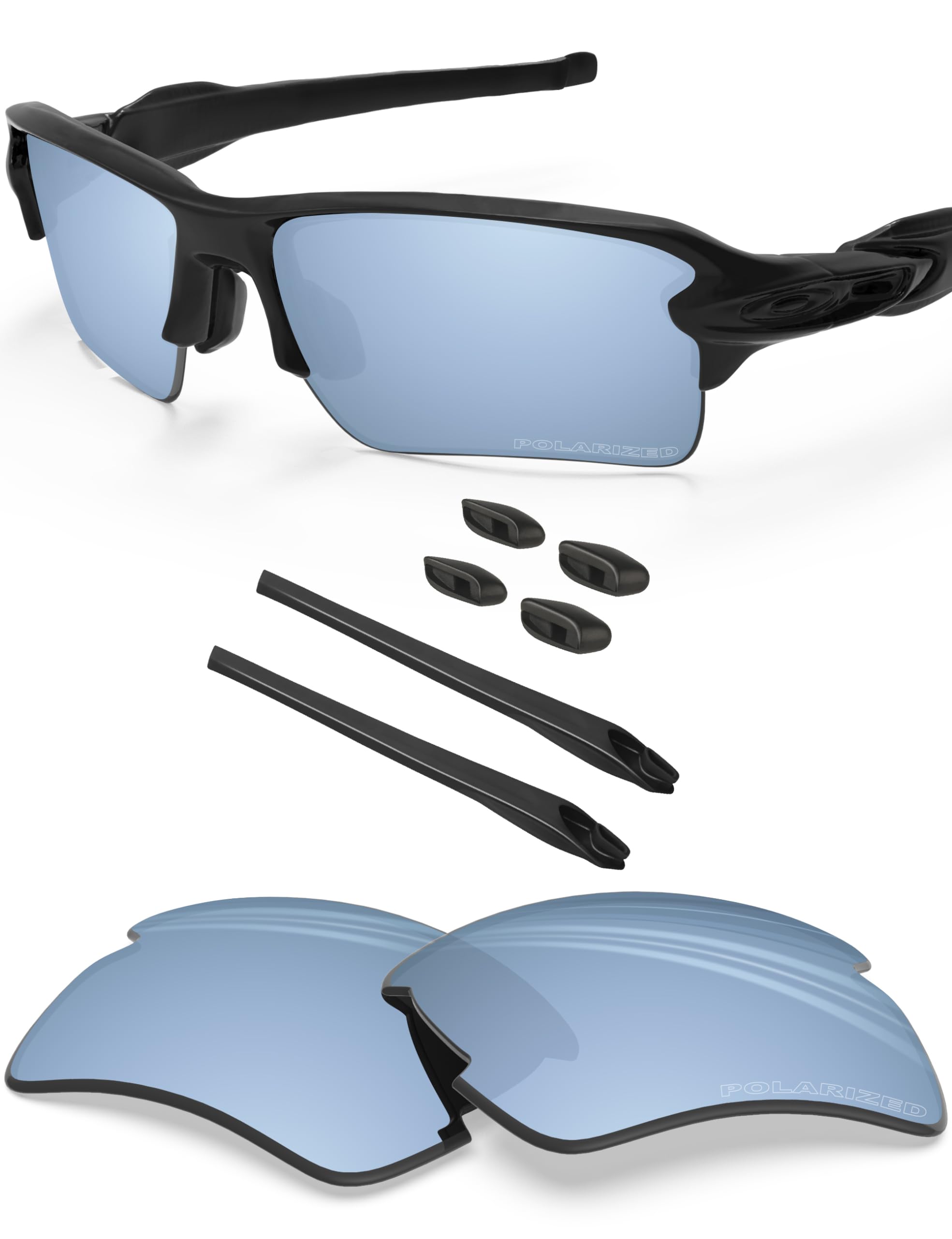 BLAZERBUCK Lentilles de rechange et kit de chaussettes pour lunettes de soleil Oakley Flak 2.0 XL OO9188