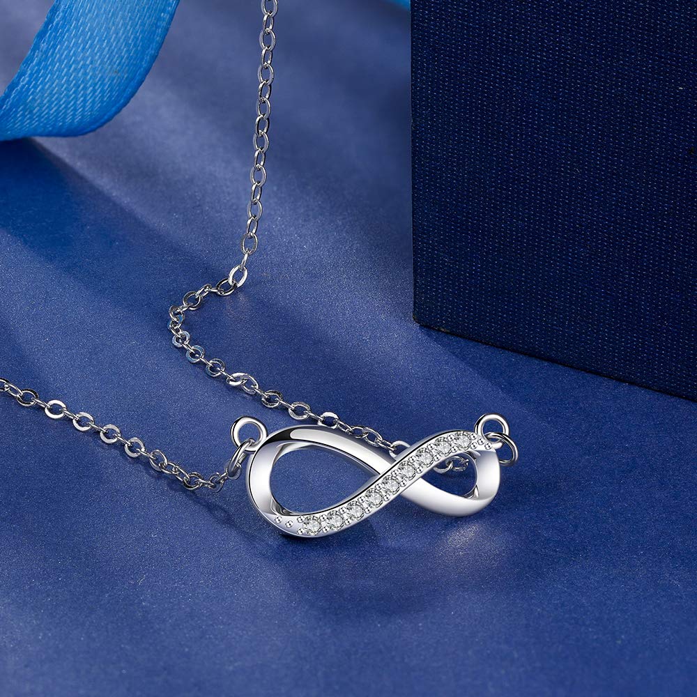 Kette Damen 925 Sterling Silber Unendlichkeit Liebe Infinity Herz Anhänger Halskette für Frauen Schmuck für Sie Frau Freundin Mama Muttertag Valentinstag Geburtstags Geschenke…