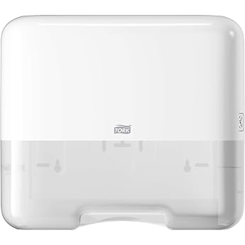 tork mini dispenser 553100 for zigzag and layer-folded paper hand towels wall-attachment design - compact h3 hand towel dispenser for single sheet removal white. white