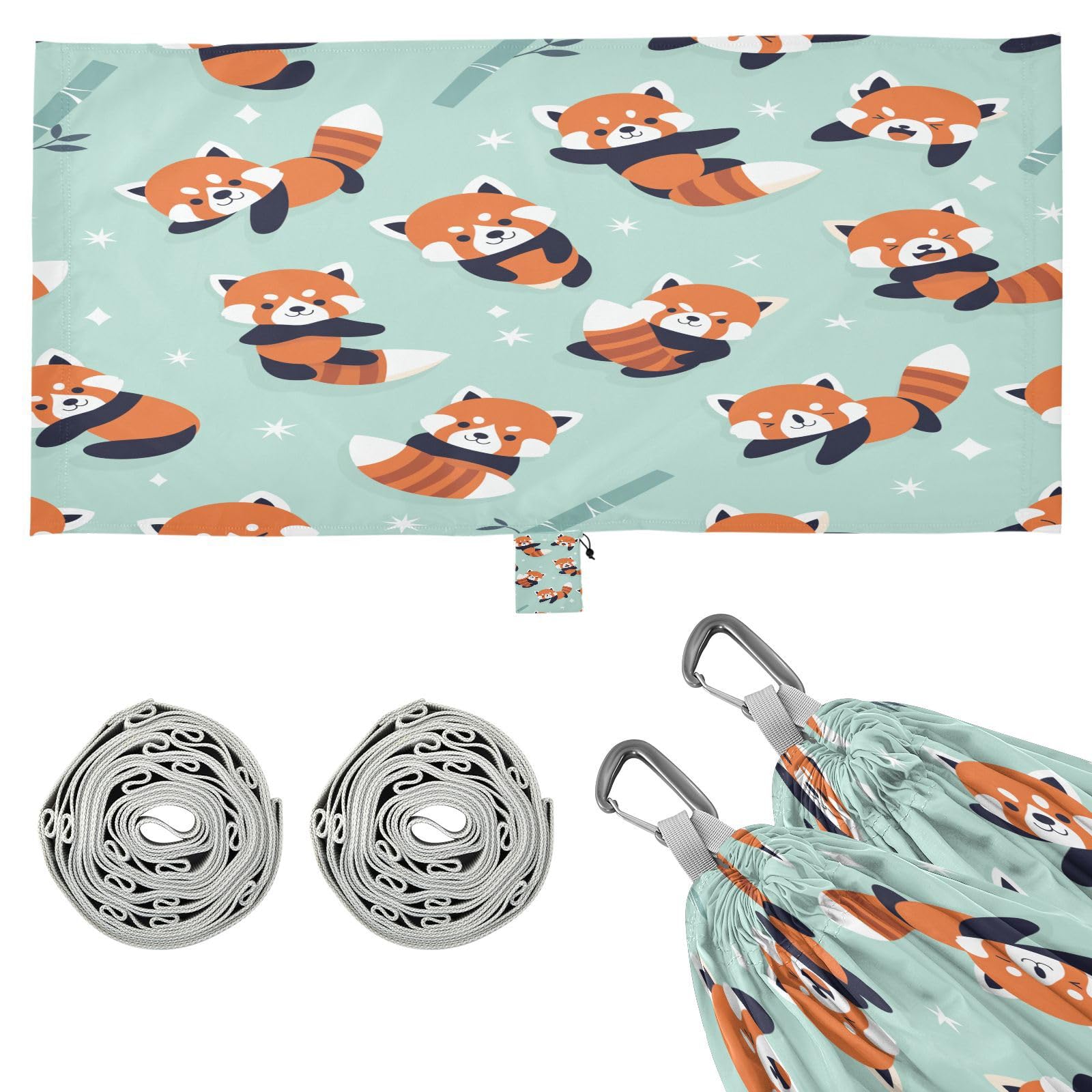 ATTX Cute Red Panda Camping Hammock - Lightweight & Portable Hammocks, Heavy Duty 330lbs Capacity for Indoor, Hiking, Backpacking, Travel, Backyard, Beach#114