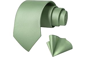 Eye-Catching Men's Green Tie and Pocket Square Set: Perfect for Weddings and Business