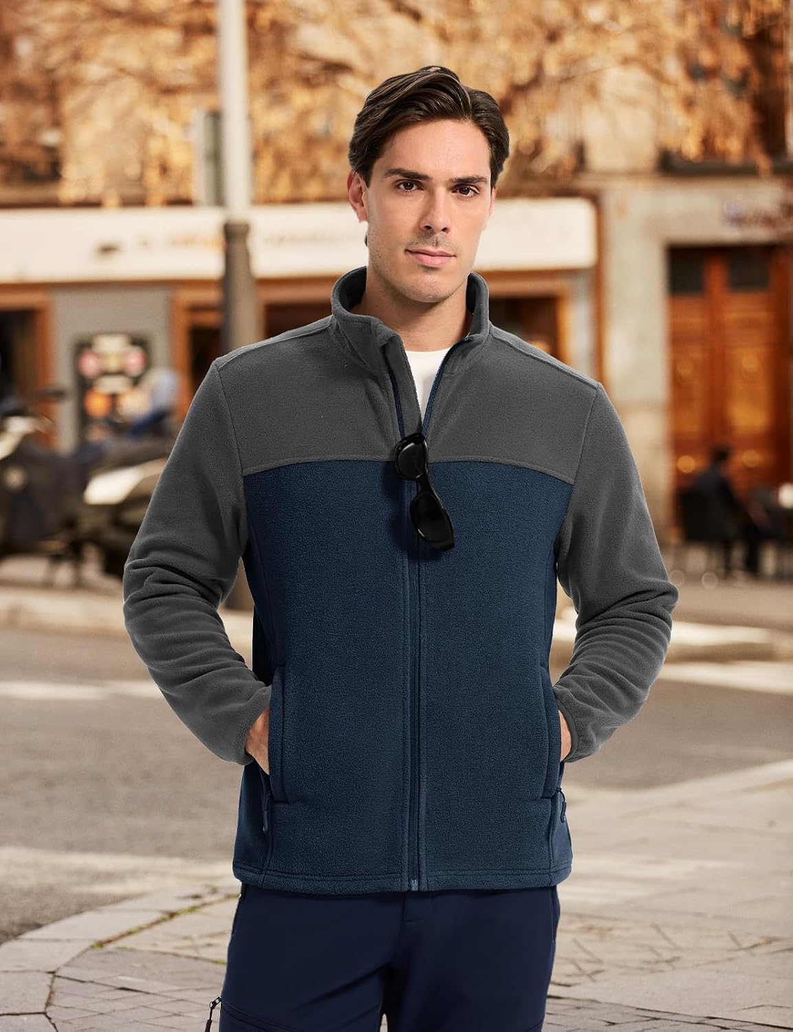 TBMPOY Men's Fleece Jacket Full Zip Lightweight Jackets Fall Winter Casual Warm Coat 4 Pockets for Hiking Outdoor