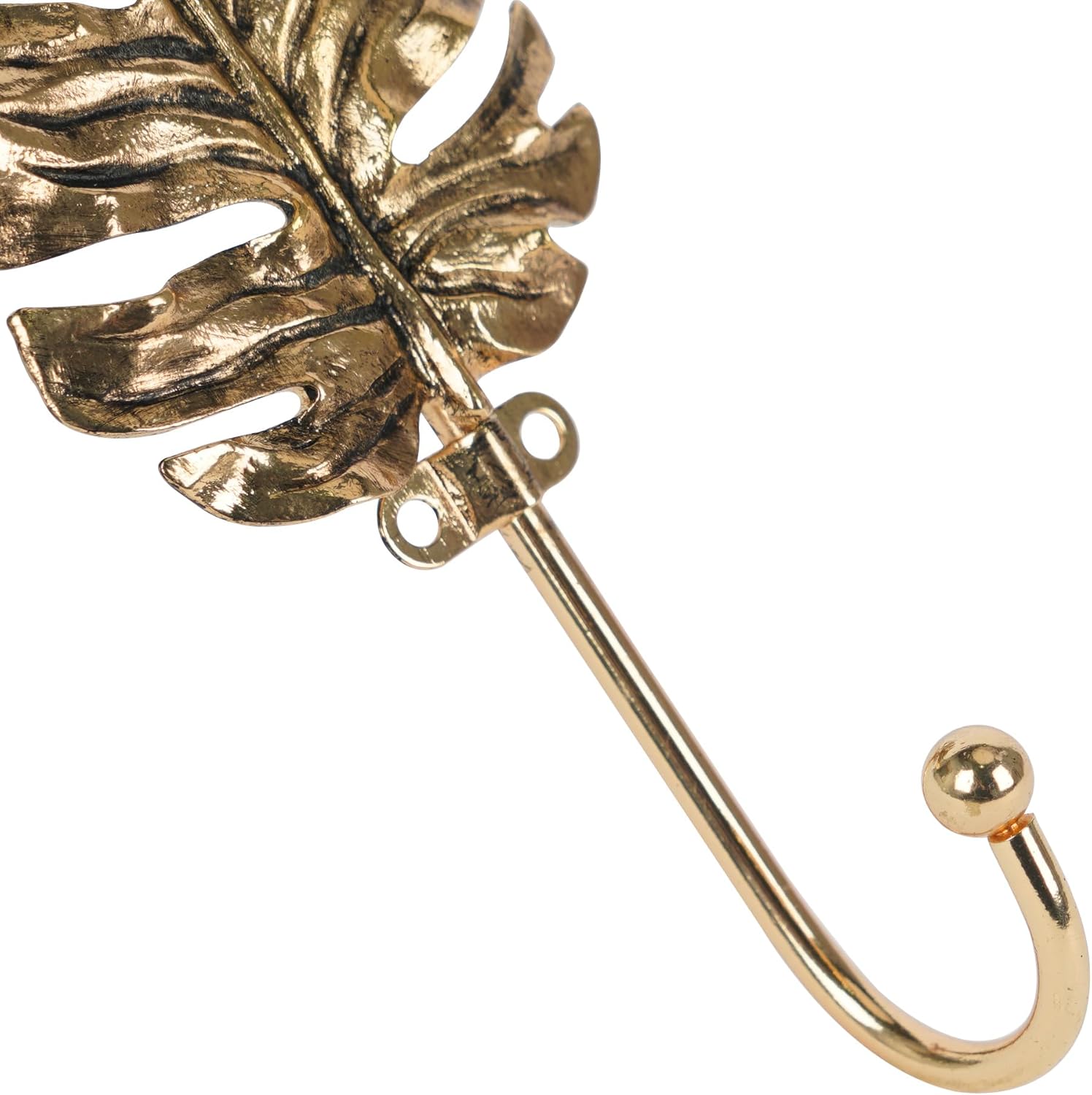 SOFFEE DESIGN 2pcs Golden Single Hooks 3D Leaves Retro Style for Room Wall Decoration, Coat Hat Scarf Hanging Hanger Entry Heavy Hooks Summer Beach Decor Bright Black Gold