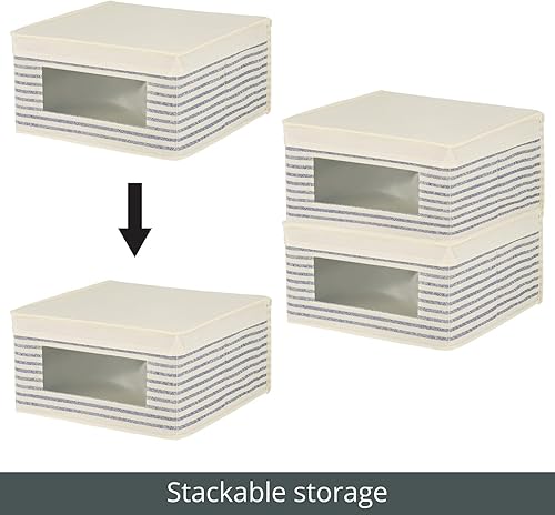 Miniatura 5 de mDesign Caja organizadora de almacenamiento apilable de tela mediana con ventana frontal y tapa, dormitorio, oficina, organización de vestíbulo,