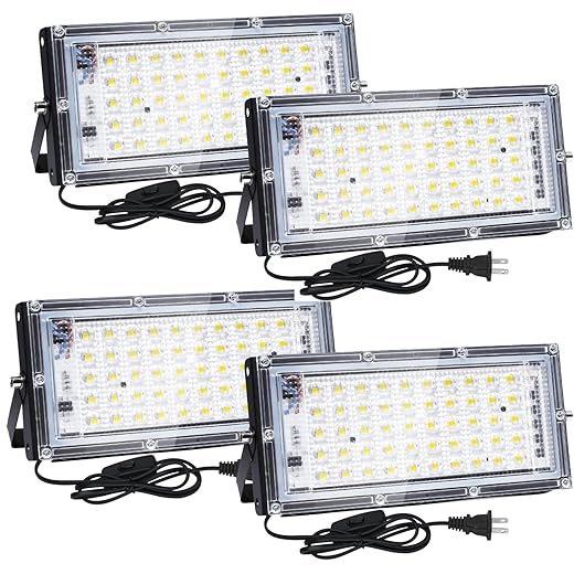 LED Flood Lights Outdoor, 150W 15000LM Exterior Flood Lights, Plug in Flood Light Outdoor, LED Work Light with Plug, IP65 Waterproof 6500K Floodlight for Garage, Yard, Patio, Playground