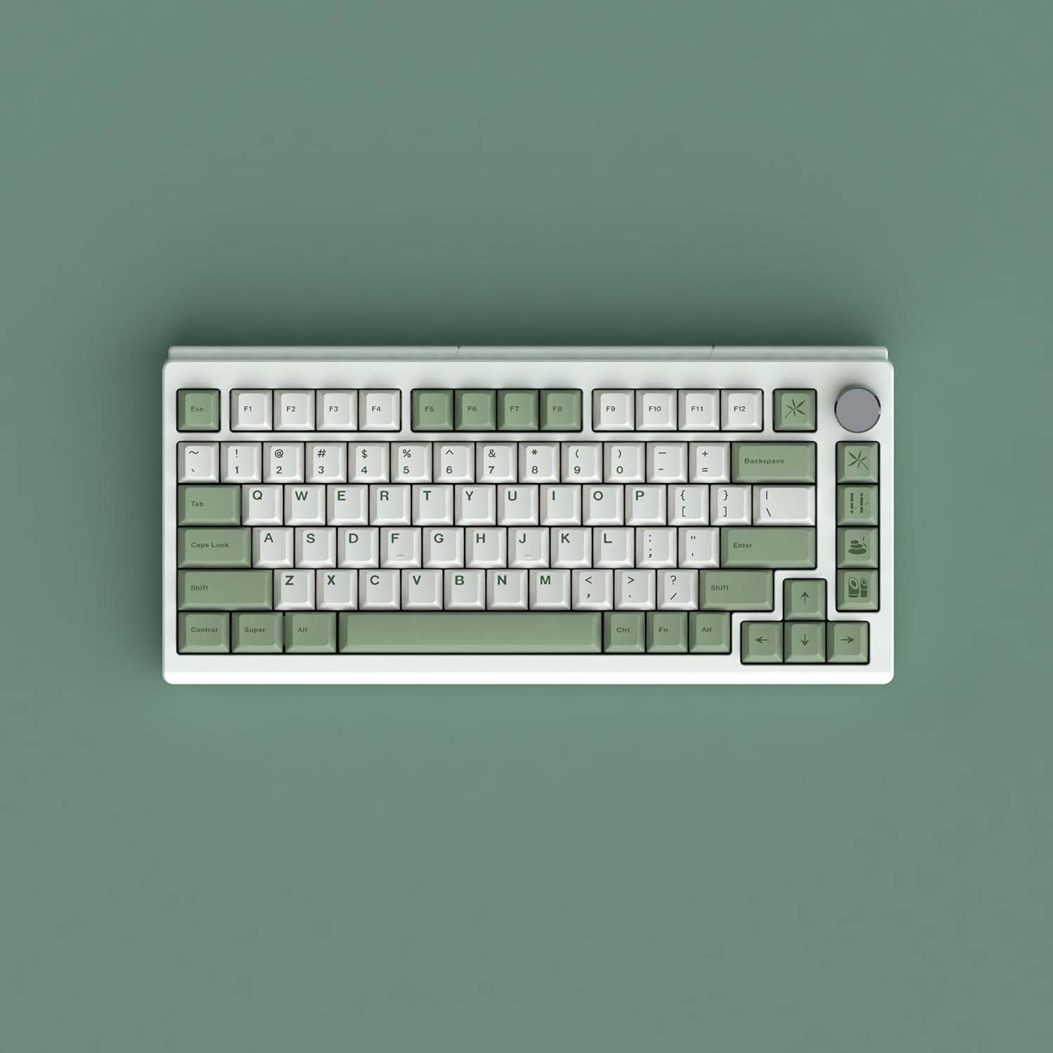 PBT Bamboo Forest Keycaps for Mechanical Keyboard 60% 65% 75% Cherry Profile Green White Keycaps Dye Sub Custom Gaming Keyboard Keycaps for Gateron MX Switches with Key Cap Puller