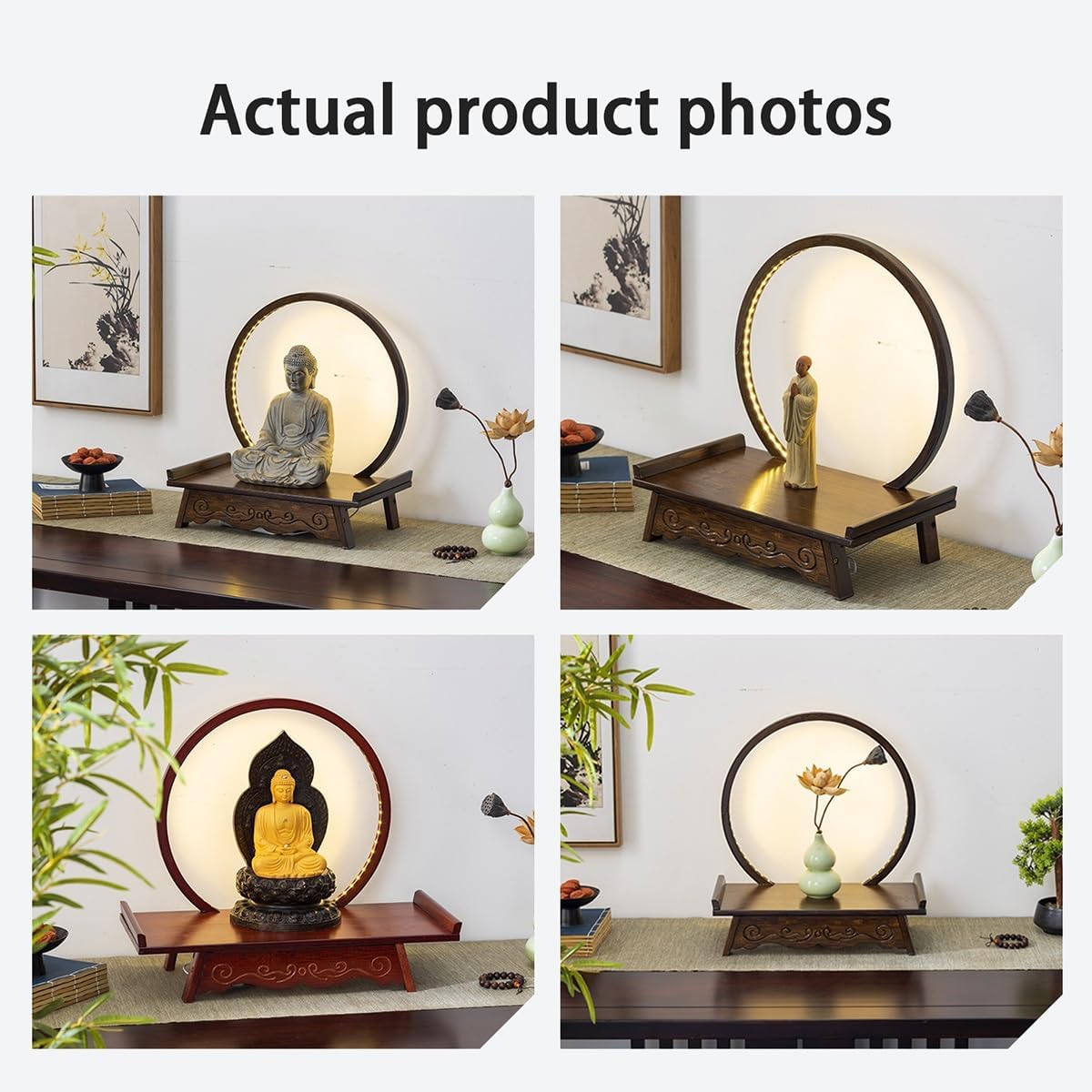 Prayer Altar, Chinese Meditation Table, Personal Shrine Altar Table, Buddha Altar Shelf Shrine, for Homes Temples Ancestral Halls(Walnut Color,15.7x9x4.3in)