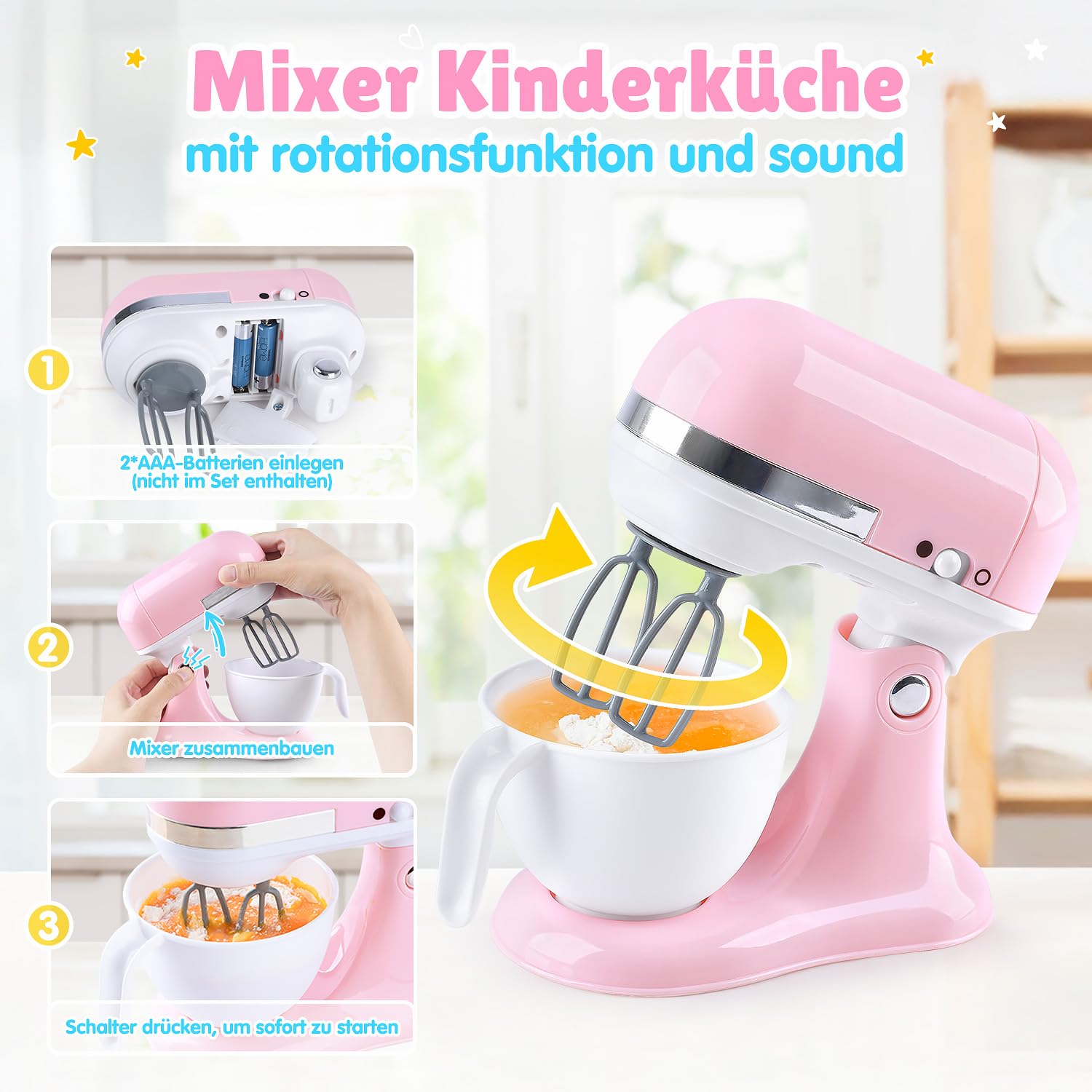 PLAY 4in1 Kinderküchenset mit Kaffeemaschine Mixer Toaster ab 3 Jahren