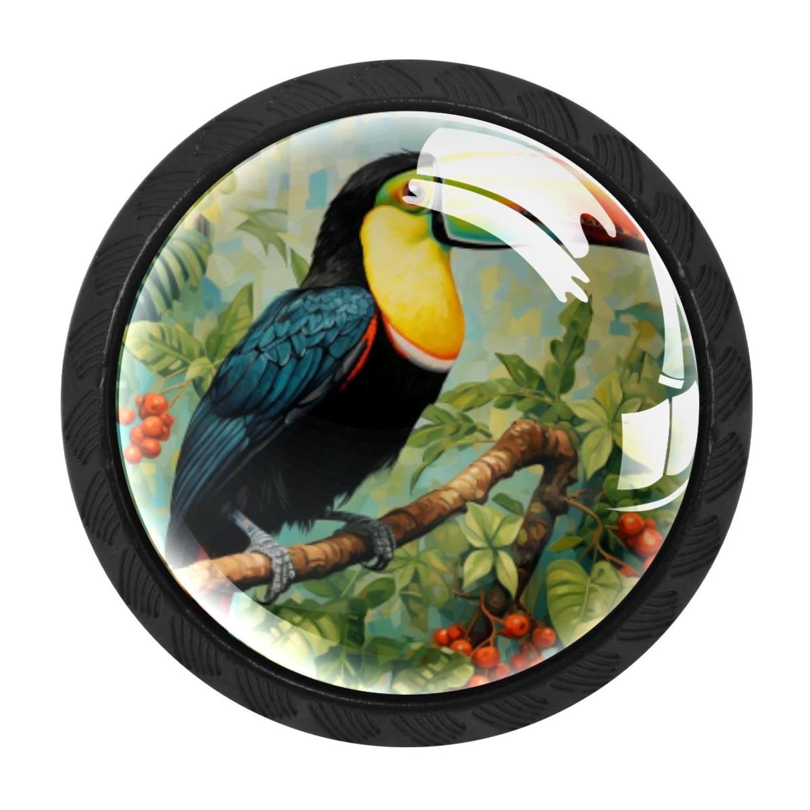 CHENZZZZ Toucan Cabinet Knobs 4 Pieces Drawer Kitchen Cabinets Dresser Cupboard Wardrobe Unique Pulls Handles