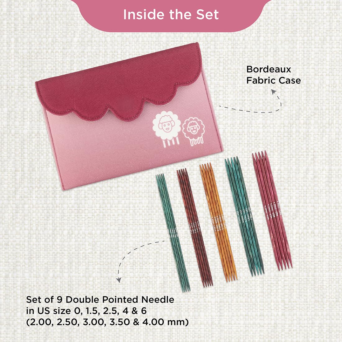 Agujas de doble punta KnitPro Dreamz de 15 cm, kit de inicio, 1 unidad